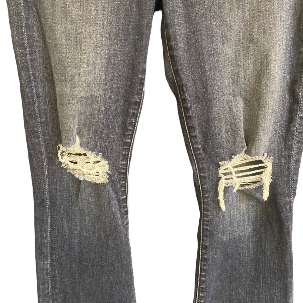 7 For All Mankind Jeans Women's 27 Blue‎ High Rise Flare Leg Ripped Distressed - Picture 4 of 9